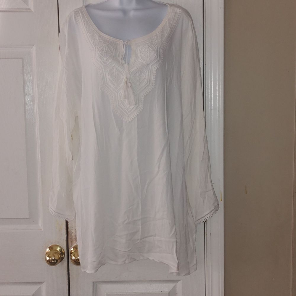 Ruby Rd white embroidered beach summer tunic  Sz 22W